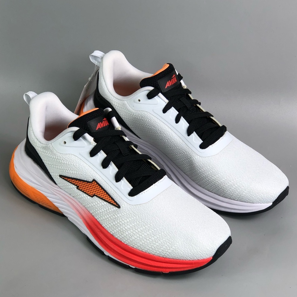 Avia Men’s White Running Shoes with Orange Accent Size 11.5
